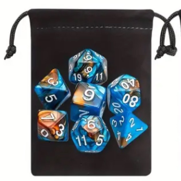Game Dice in Two Tone Bright Blue & Orange - Picture 1 of 5